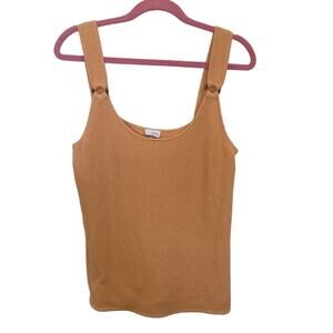 ecru chunky beachy boho hippie retrro cotton modal knit tank top womens size XL